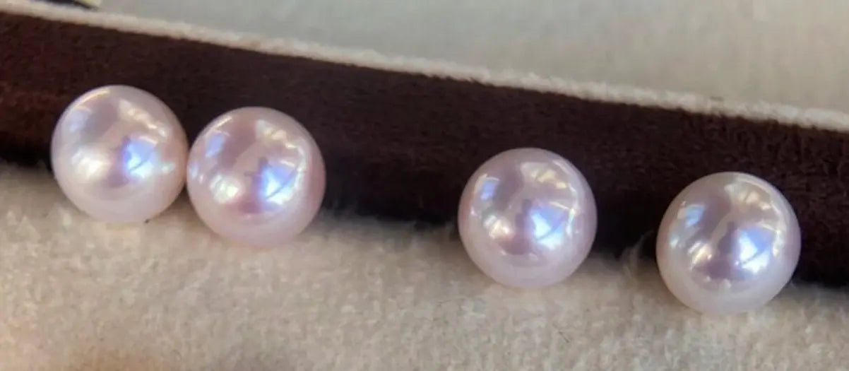 6-7mm Natural White Pink Pearl Earrings - 18K Gold Akoya Studs Etsy