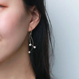 4-5mm Natural High Luster White Pink Pearl Drop Earrings Handmade 18k Solid Yellow Gold Akoya Pearl Earrings, Anniversary Gift Idea - LaCorserArtJewelry