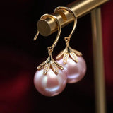 11-12mm Natural High Luster Pink Purple Pearl Earrings 18k Solid Yellow Gold Pearl Earrings, Pink Pearl Earrings, Gift Idea, Gift for Mom Etsy