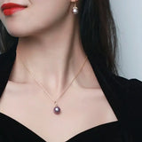 11-12mm Natural High Luster Purple Pearl Necklace 18k Solid Yellow Gold White Diamond Note Necklace, Anniversary Gift Idea, Gift for Mom Etsy