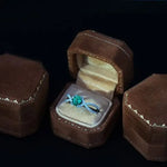 Hexagon Velvet Leather Mini Ring Box - Sapphire Blue Engagement Wedding Keepsake Etsy