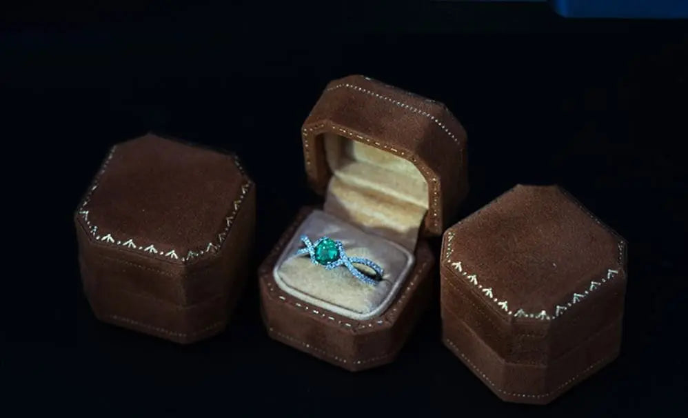 Hexagon Velvet Leather Mini Ring Box - Sapphire Blue Engagement Wedding Keepsake Etsy