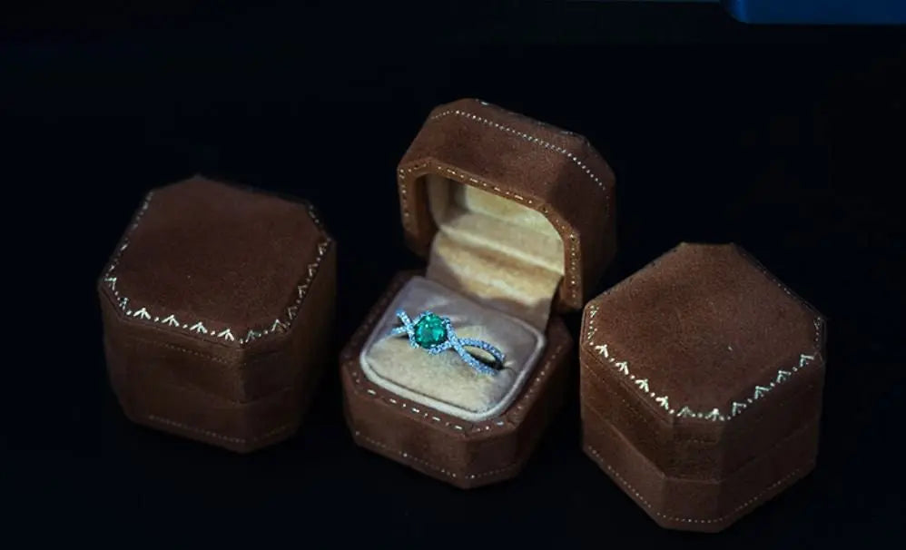 Grey Velvet Leather Hexagon Ring Box - Engagement  Wedding Keepsake Box Etsy