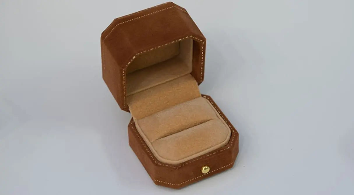 3+ Colors | Toffee Brown Velvet Leather Ring Box Hexagon Ring Box Handmade from Japan Engagement & Wedding Set Elegant Keepsake Box Gift Etsy