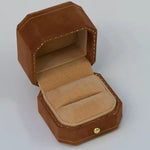 3+ Colors | Toffee Brown Velvet Leather Ring Box Hexagon Ring Box Handmade from Japan Engagement & Wedding Set Elegant Keepsake Box Gift Etsy