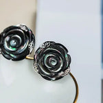 Flower Earrings Mother of Pearl Earrings Handmade 925 Silver Pearl Earrings, Tahitian Pearl Earrings, Seawater Pearl Earrings, Rose Earrings Etsy