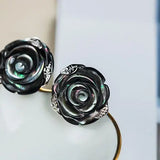 Flower Earrings Mother of Pearl Earrings Handmade 925 Silver Pearl Earrings, Tahitian Pearl Earrings, Seawater Pearl Earrings, Rose Earrings Etsy