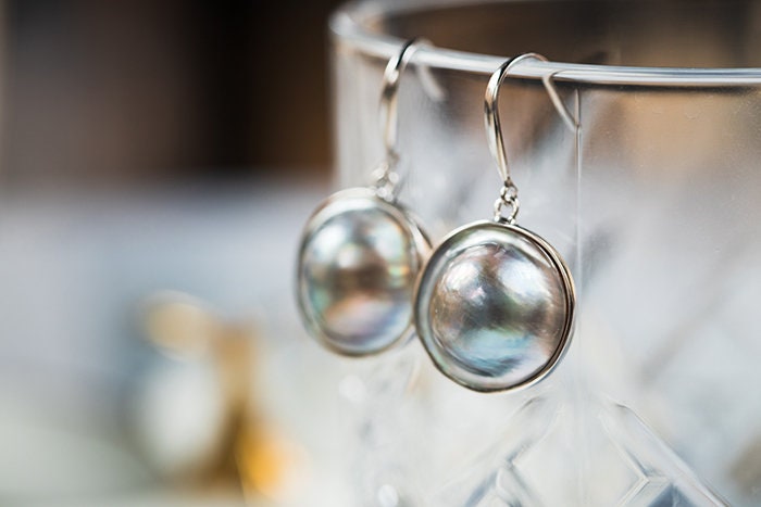Natural Mabe Pearl Earrings Handmade 925 Silver Baroque Pearl Earrings, Seawater Pearl Earrings, Gift for Mom, Gift for Her Etsy
