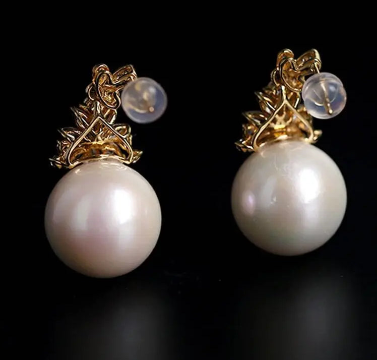 15mm High Luster Freshwater Pearl Earrings - 18K Yellow Gold Etsy