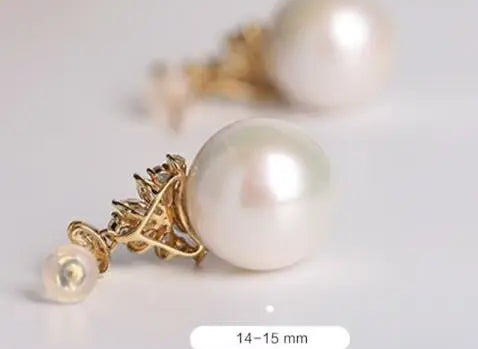 15mm High Luster Freshwater Pearl Earrings - 18K Yellow Gold Etsy