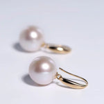 12mm Natural High Luster Pearl Handmade 18k Solid Yellow Gold White Pink Pearl Earrings, Freshwater Pearl Earrings, Gift Idea Etsy