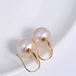 12mm Natural High Luster Pearl Handmade 18k Solid Yellow Gold White Pink Pearl Earrings, Freshwater Pearl Earrings, Gift Idea Etsy