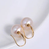 12mm Natural High Luster Pearl Handmade 18k Solid Yellow Gold White Pink Pearl Earrings, Freshwater Pearl Earrings, Gift Idea Etsy