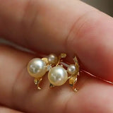 Cluster Akoya Golden Pearl Earrings & White Diamond, 18K Solid Yellow Gold Earrings Etsy