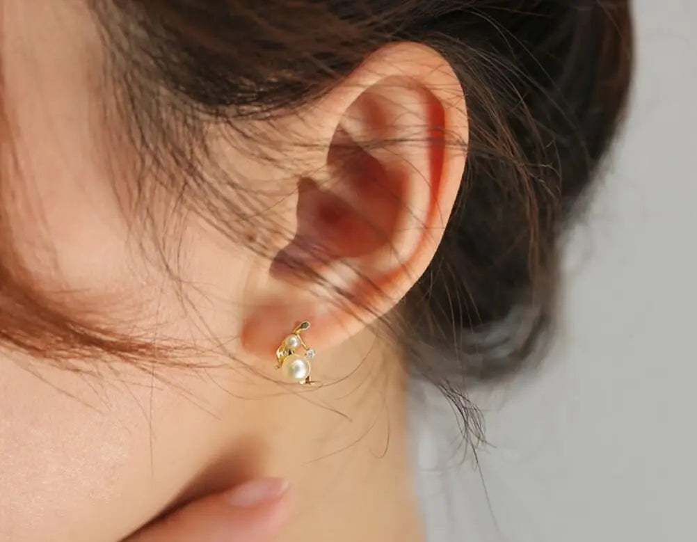 Cluster Akoya Golden Pearl Earrings & White Diamond, 18K Solid Yellow Gold Earrings Etsy