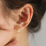 Cluster Akoya Golden Pearl Earrings & White Diamond, 18K Solid Yellow Gold Earrings Etsy