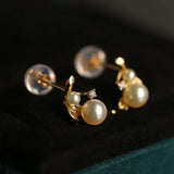 Cluster Akoya Golden Pearl Earrings & White Diamond, 18K Solid Yellow Gold Earrings Etsy