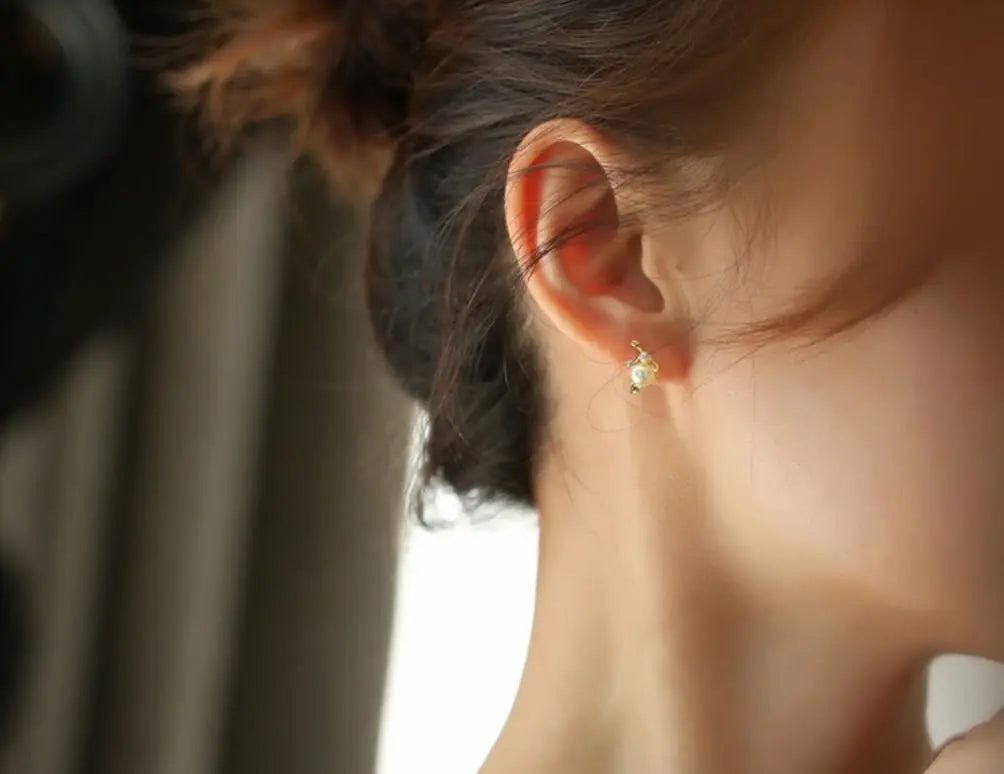 Cluster Akoya Golden Pearl Earrings & White Diamond, 18K Solid Yellow Gold Earrings Etsy