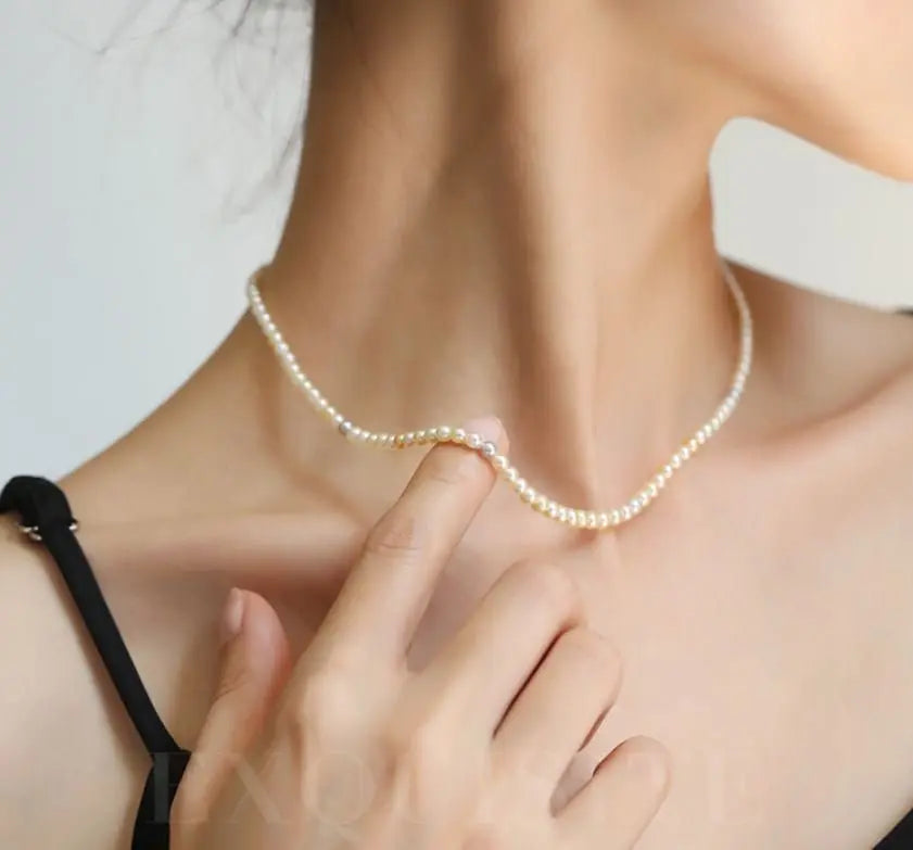 Natural Colorful Akoya Pearl Necklace, 18K Yellow Gold Etsy