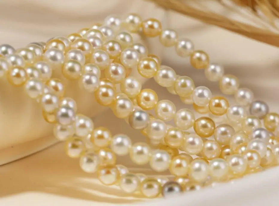 Natural Colorful Akoya Pearl Necklace, 18K Yellow Gold Etsy