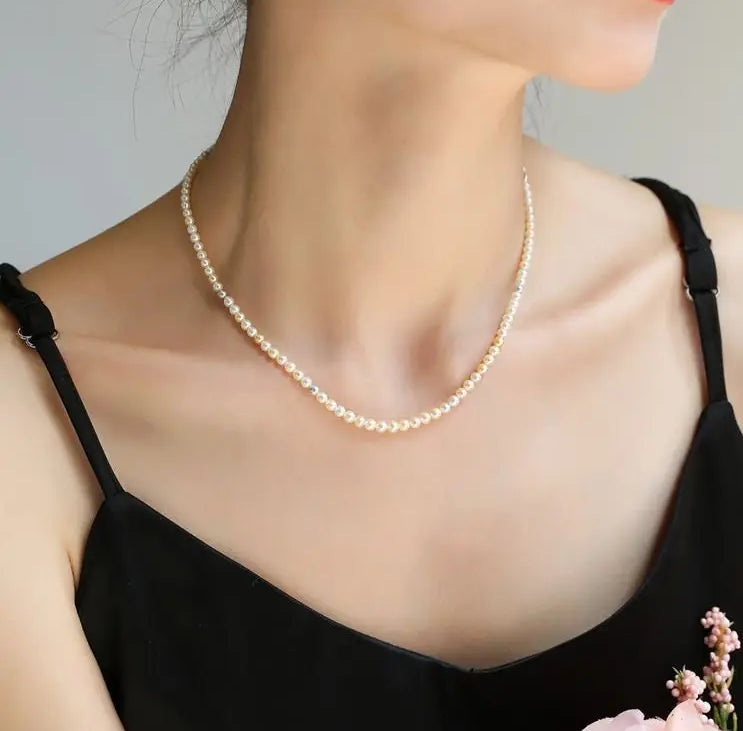 Natural Colorful Akoya Pearl Necklace, 18K Yellow Gold Etsy