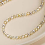 Natural Colorful Akoya Pearl Necklace, 18K Yellow Gold Etsy