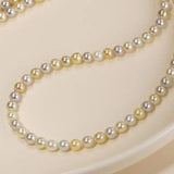 Natural Colorful Akoya Pearl Necklace, 18K Yellow Gold Etsy