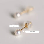 4mm Natural High Luster Pearl Handmade 18k Solid Yellow Gold White Pink Pearl Earrings, Seawater Pearl Earrings, Gift Idea Etsy