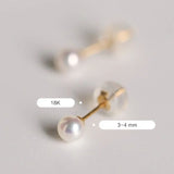 4mm Natural High Luster Pearl Handmade 18k Solid Yellow Gold White Pink Pearl Earrings, Seawater Pearl Earrings, Gift Idea Etsy
