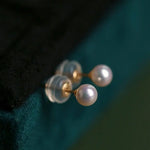 4mm Natural High Luster Pearl Handmade 18k Solid Yellow Gold White Pink Pearl Earrings, Seawater Pearl Earrings, Gift Idea Etsy