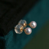4mm Natural High Luster Pearl Handmade 18k Solid Yellow Gold White Pink Pearl Earrings, Seawater Pearl Earrings, Gift Idea Etsy
