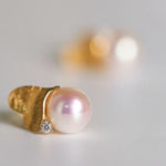 8mm Natural Akoya Pearl Diamond Heart Earrings - 18K Gold Etsy