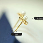 18K Yellow Gold Natural High Luster White Baby Pearl Earrings Handmade Pearl Earrings, Freshwater Pearl Bowknot Earrings, Gift Idea for Her Etsy