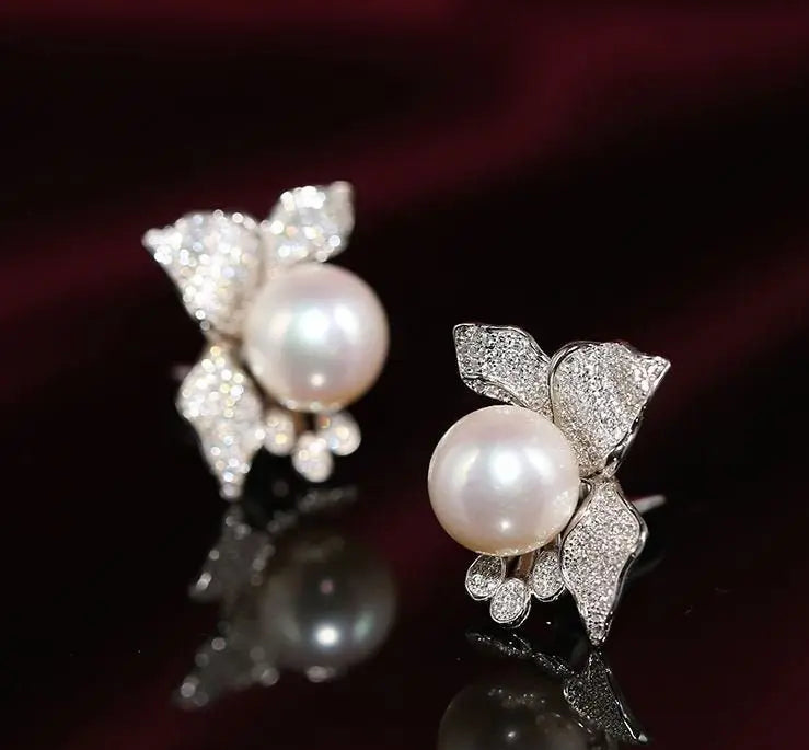 Flower Design 13mm High Luster Freshwater - Silver 925 Etsy