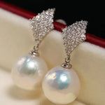Rhombus Design 12mm Freshwater Pearl Earrings - Silver 925 Etsy