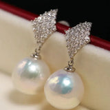 Rhombus Design 12mm Freshwater Pearl Earrings - Silver 925 Etsy