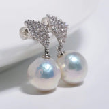 Rhombus Design 12mm Freshwater Pearl Earrings - Silver 925 Etsy