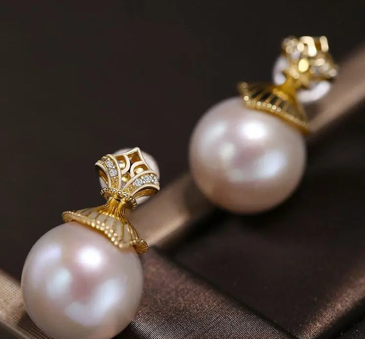 5A+ High Luster 12mm White Pearl Earrings Handmade 18k Gold Plated Vermeil White Pearl Earrings, Gift Idea, Edison Pearl Earrings Etsy