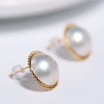 15mm Natural Mabe Pearl Earrings in 18K Yellow Gold Etsy