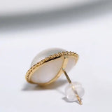15mm Natural Mabe Pearl Earrings in 18K Yellow Gold Etsy