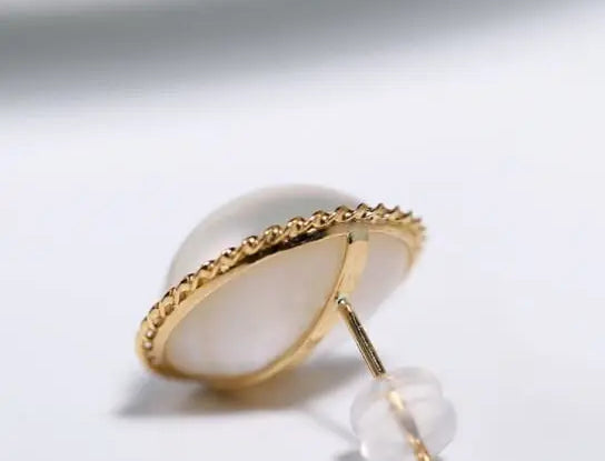 15mm Natural Mabe Pearl Earrings in 18K Yellow Gold Etsy
