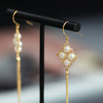 18K Yellow Gold  Natural Akoya Pearl from Japan Earrings, Handmade White Pink Pearl Tassel Earrings, Anniversary Gift Idea for Her Etsy
