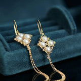 18K Yellow Gold  Natural Akoya Pearl from Japan Earrings, Handmade White Pink Pearl Tassel Earrings, Anniversary Gift Idea for Her Etsy