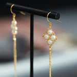 18K Yellow Gold  Natural Akoya Pearl from Japan Earrings, Handmade White Pink Pearl Tassel Earrings, Anniversary Gift Idea for Her Etsy