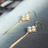 18K Yellow Gold  Natural Akoya Pearl from Japan Earrings, Handmade White Pink Pearl Tassel Earrings, Anniversary Gift Idea for Her Etsy