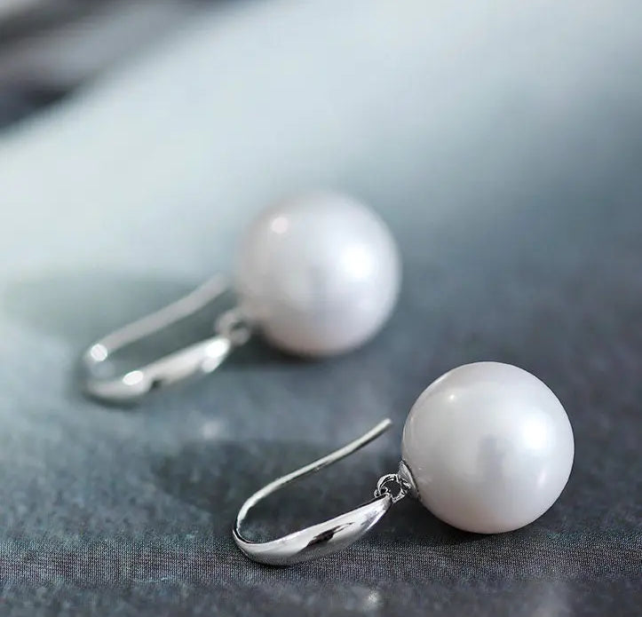 12-13mm Natural High Luster White Pearl Earrings Handmade 18k Solid White Gold Akoya Pearl Drop Earrings, Anniversary Gift Idea Etsy