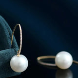 12mm Freshwater White Pearl Earrings in 14K Yellow Gold Etsy