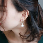 12mm Natural South Sea White Pearls & White Diamond Drop Earrings 18k Solid White Gold White Pearl Circle Earrings, Anniversary Gift Idea Etsy