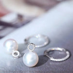 12mm Natural South Sea White Pearls & White Diamond Drop Earrings 18k Solid White Gold White Pearl Circle Earrings, Anniversary Gift Idea Etsy