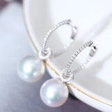 12mm Natural South Sea White Pearls & White Diamond Drop Earrings 18k Solid White Gold White Pearl Circle Earrings, Anniversary Gift Idea Etsy